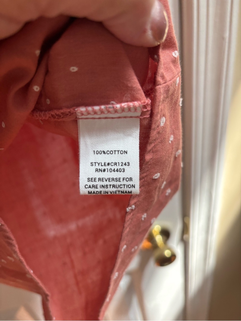 Anthropologie MINE Peach Cottagecore Tie Tank w/ White Embroidery, Size L, NWOT - Picture 5 of 6